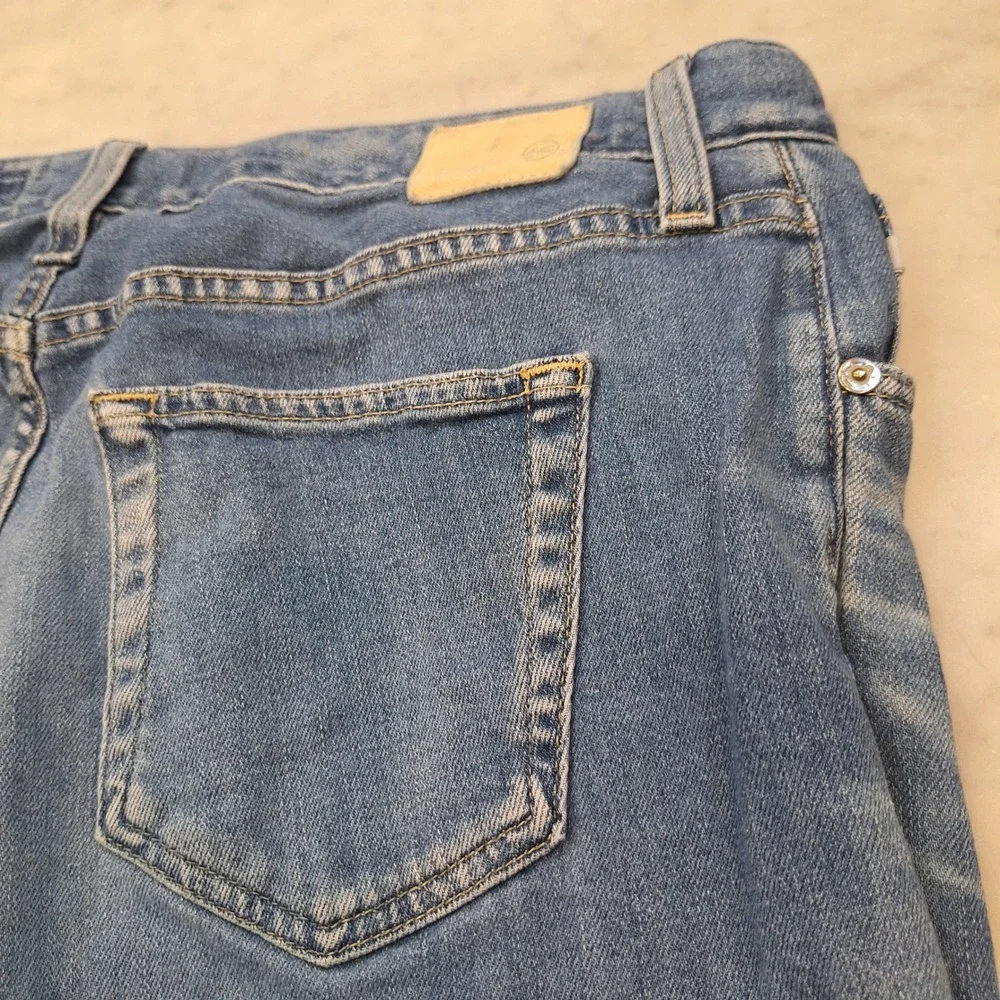 AG Adriano Goldschmied Jeans Wom Sz 31R Blue AG-ED Denim Raw‎ Hem Straight Leg